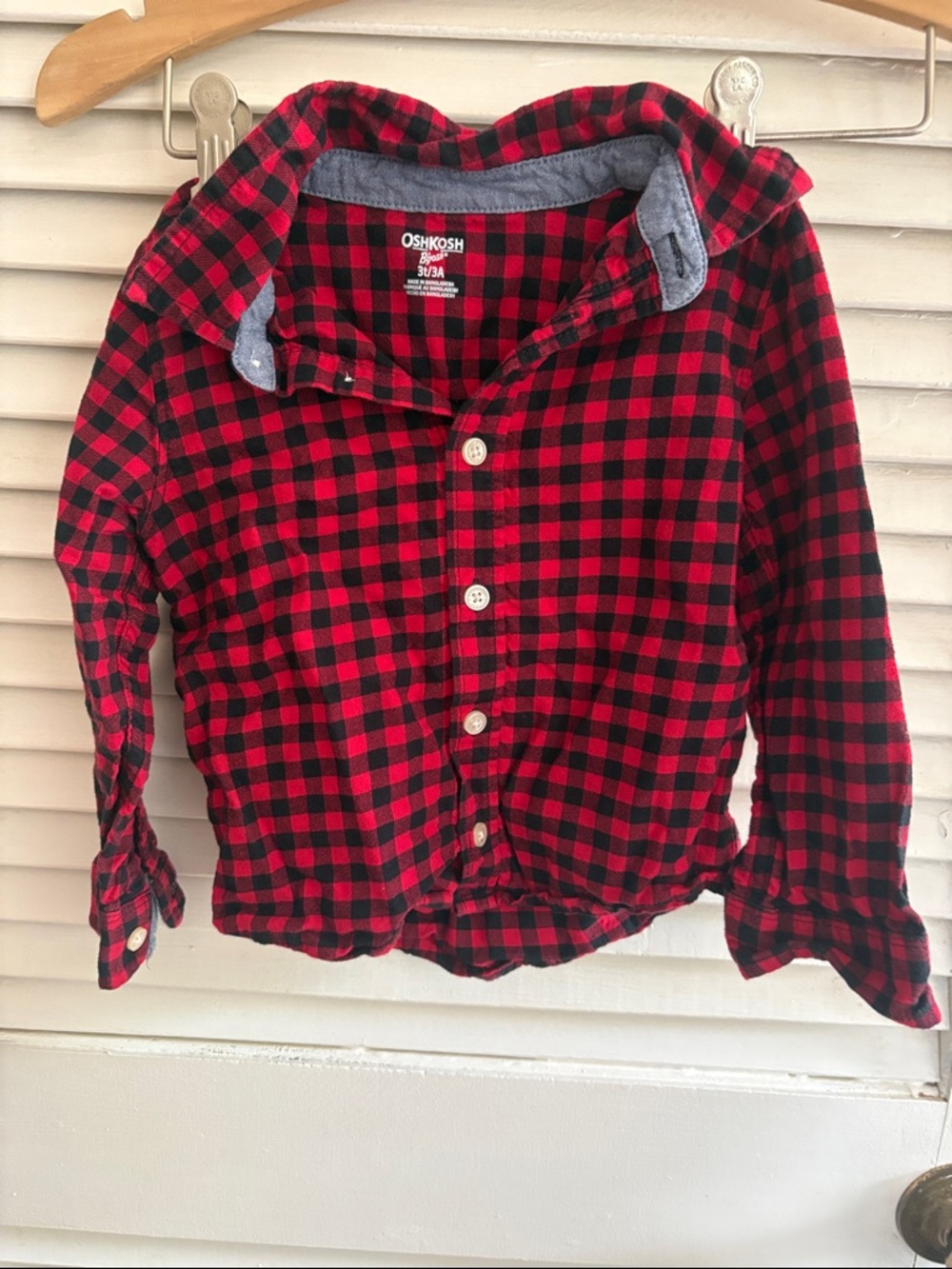 OshKosh Red and Black Buffalo Plaid Button-Down Shirt